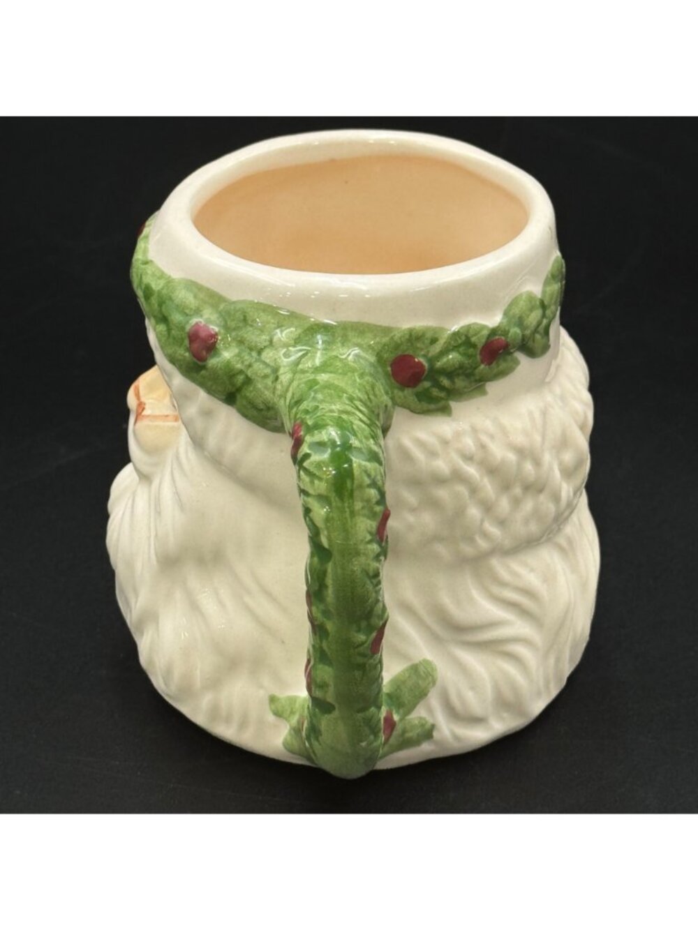 Vintage Santa Claus Face Mug Holly Handle Christmas Cup Santa with Glasses - Picture 2 of 7